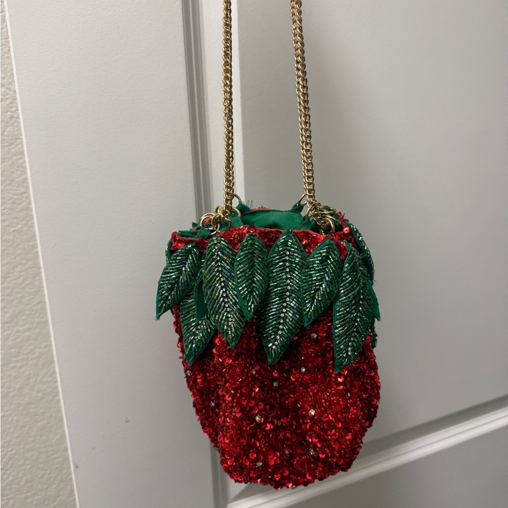 Red and Green Sequin Strawberry “ZARA” Bag